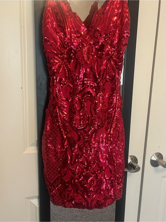 B Darlin Dresses & Skirts - B Darlin Red Sequin V-Neck Mini Dress